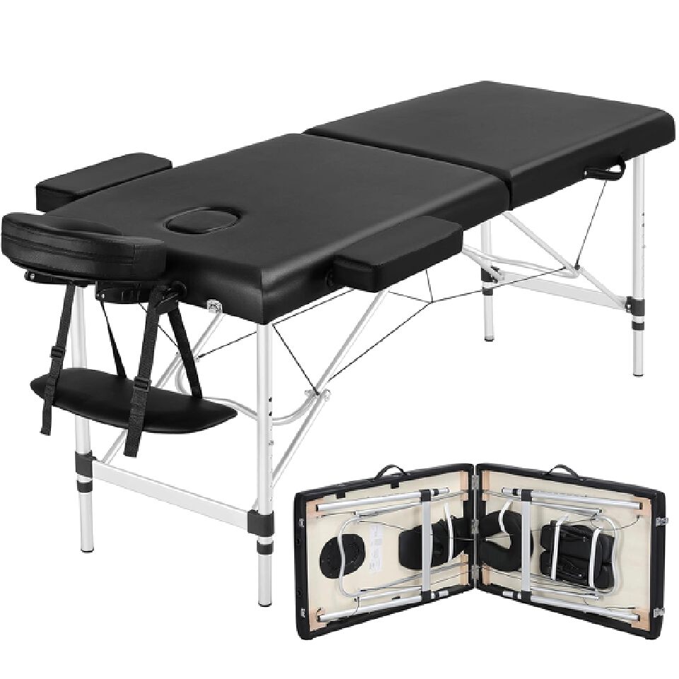 Portable Massage Bed Foldable Therapy Table Adjustable Height Spa Bed with Carry Bag for Home and Professional Use