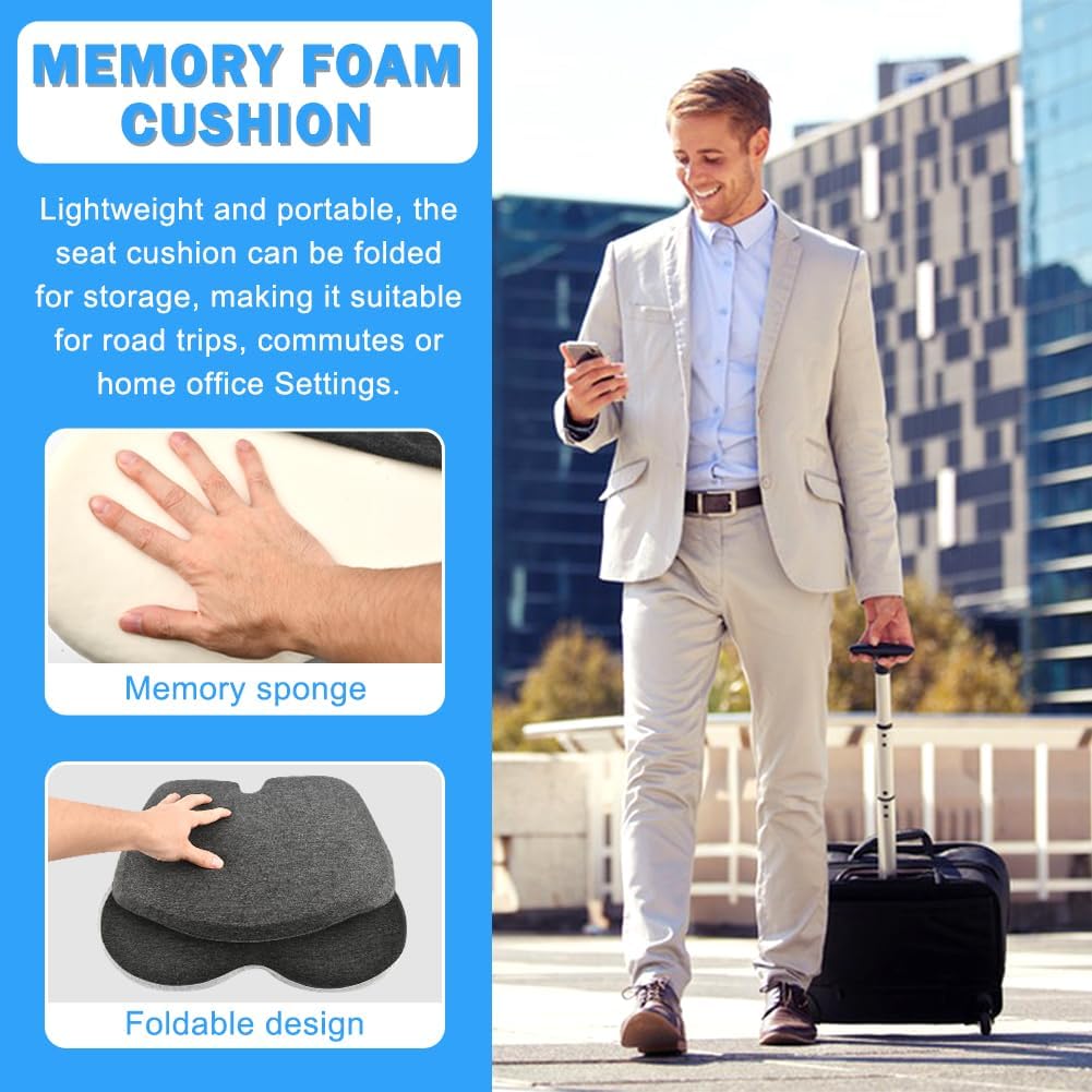 L Shaped Seat Cushion with Back Support Memory Foam Integrated Lumbar and Seat Cushion for Back Pain Relief Office and Car