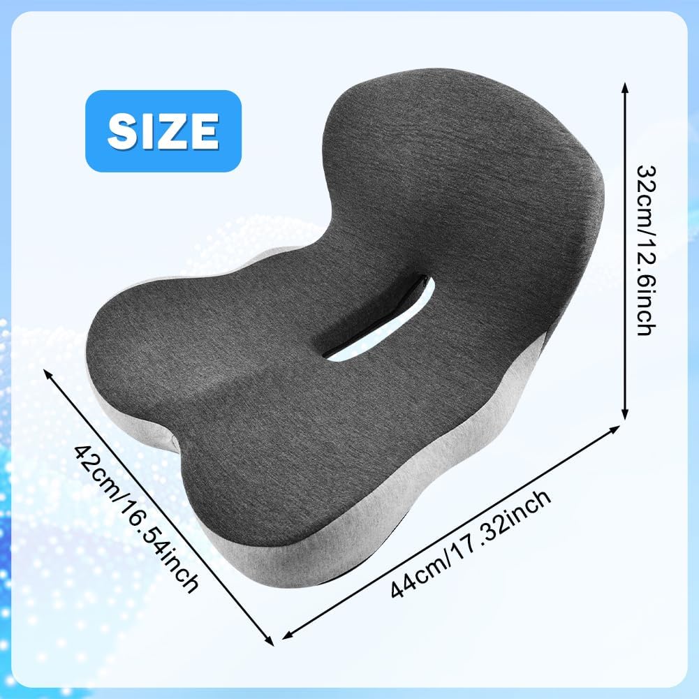 L Shaped Seat Cushion with Back Support Memory Foam Integrated Lumbar and Seat Cushion for Back Pain Relief Office and Car