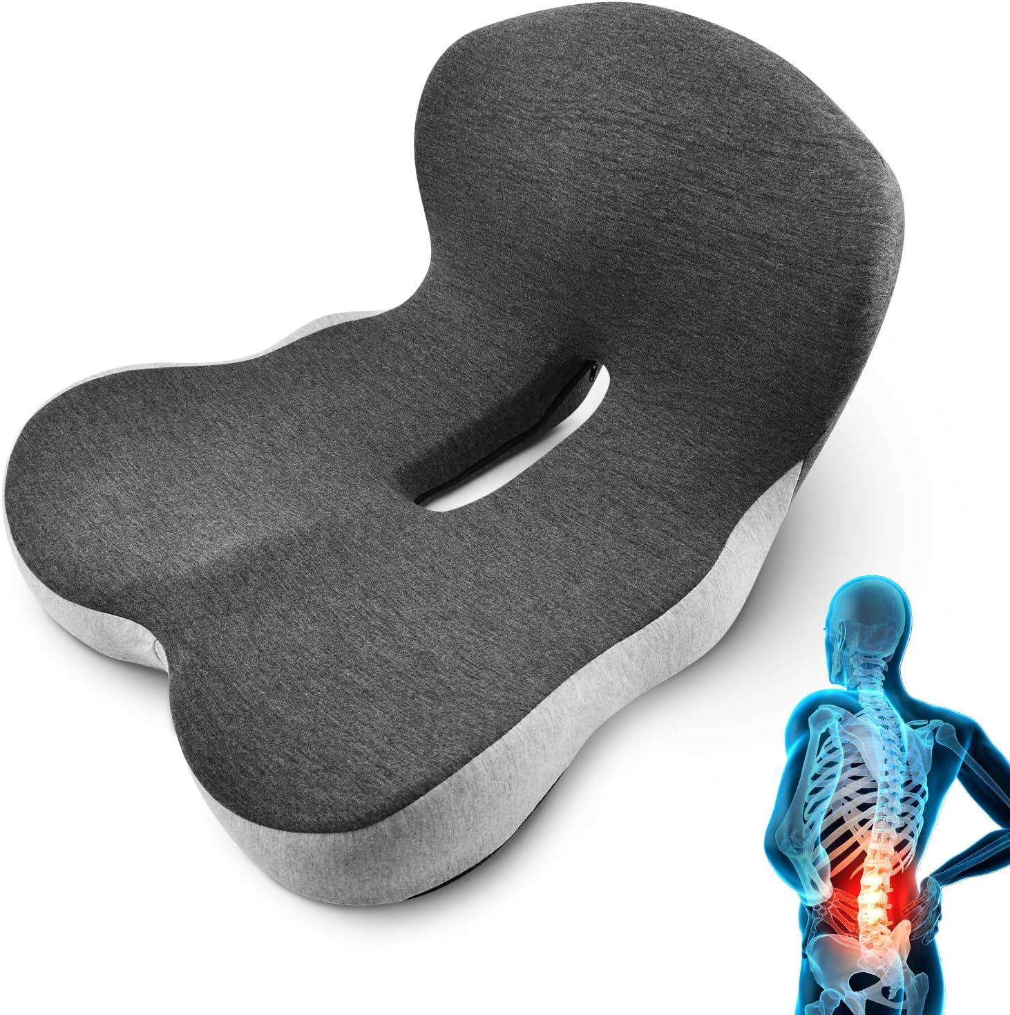 L Shaped Seat Cushion with Back Support Memory Foam Integrated Lumbar and Seat Cushion for Back Pain Relief Office and Car