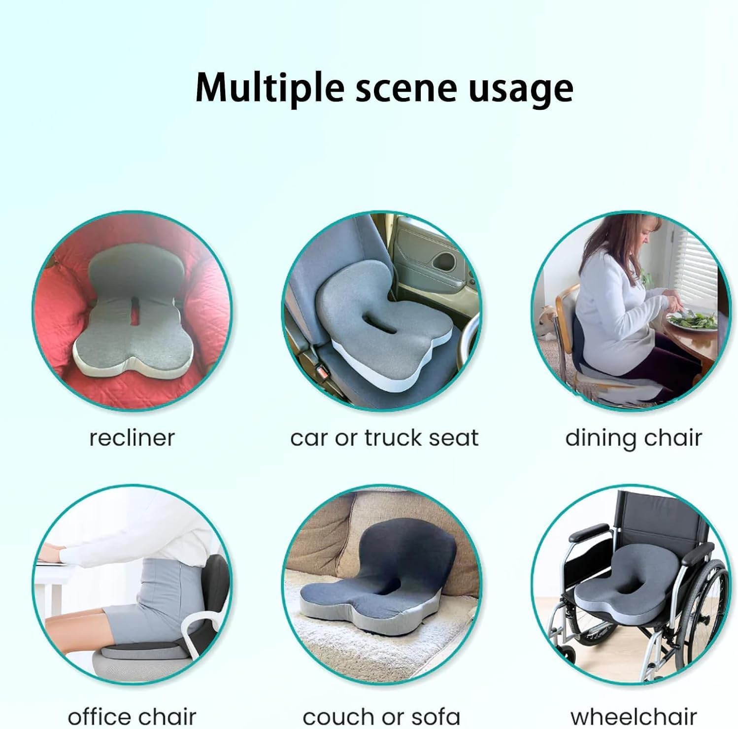 L Shaped Seat Cushion with Back Support Memory Foam Integrated Lumbar and Seat Cushion for Back Pain Relief Office and Car