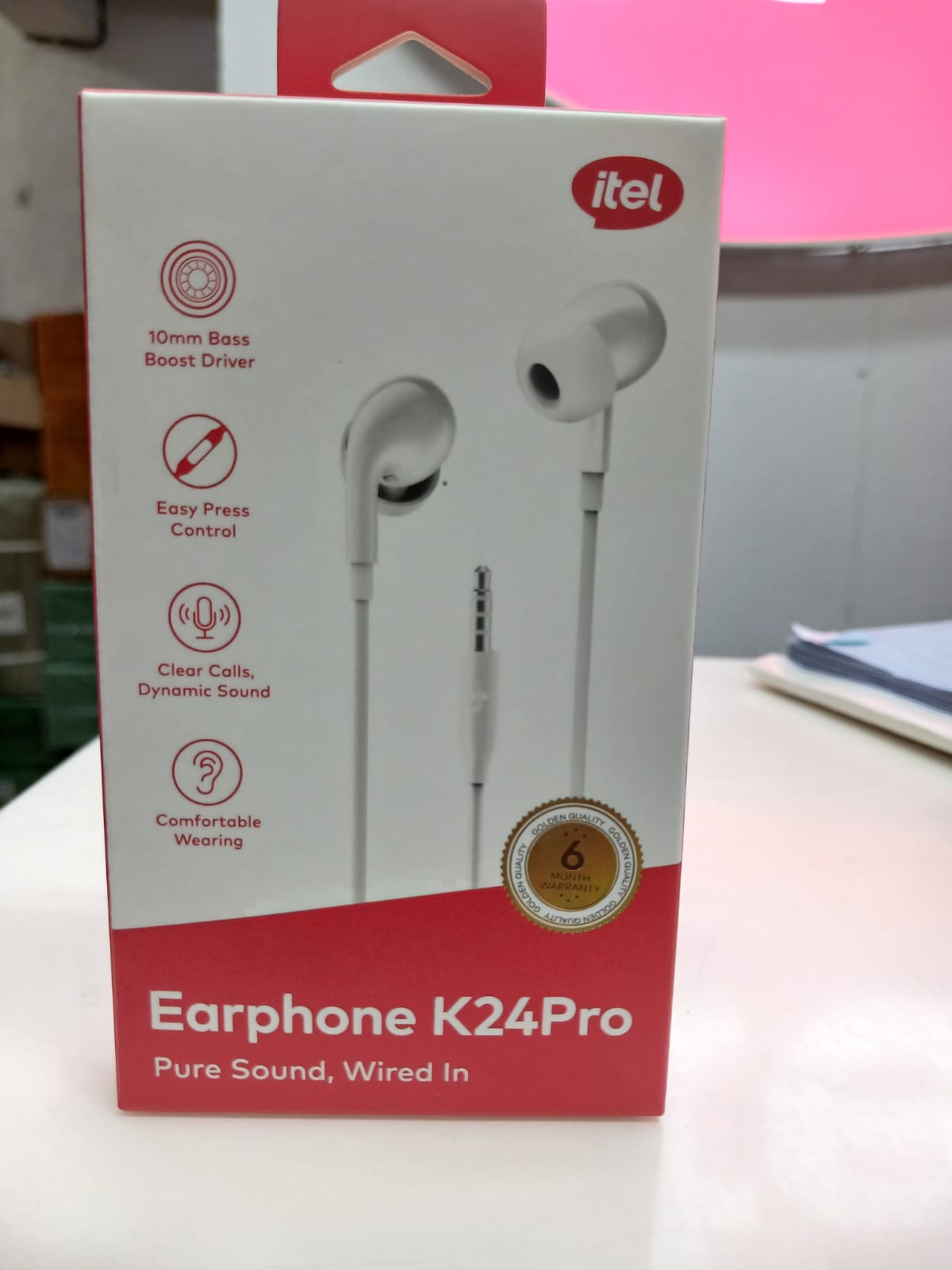 itel K24 Pro Wired Earphones – Pure Bass Sound, HD Microphone, Comfortable In-Ear Headphones with 3.5mm Jack, Noise Isolation Earbuds for Android Phones, Gaming & Music Kenya