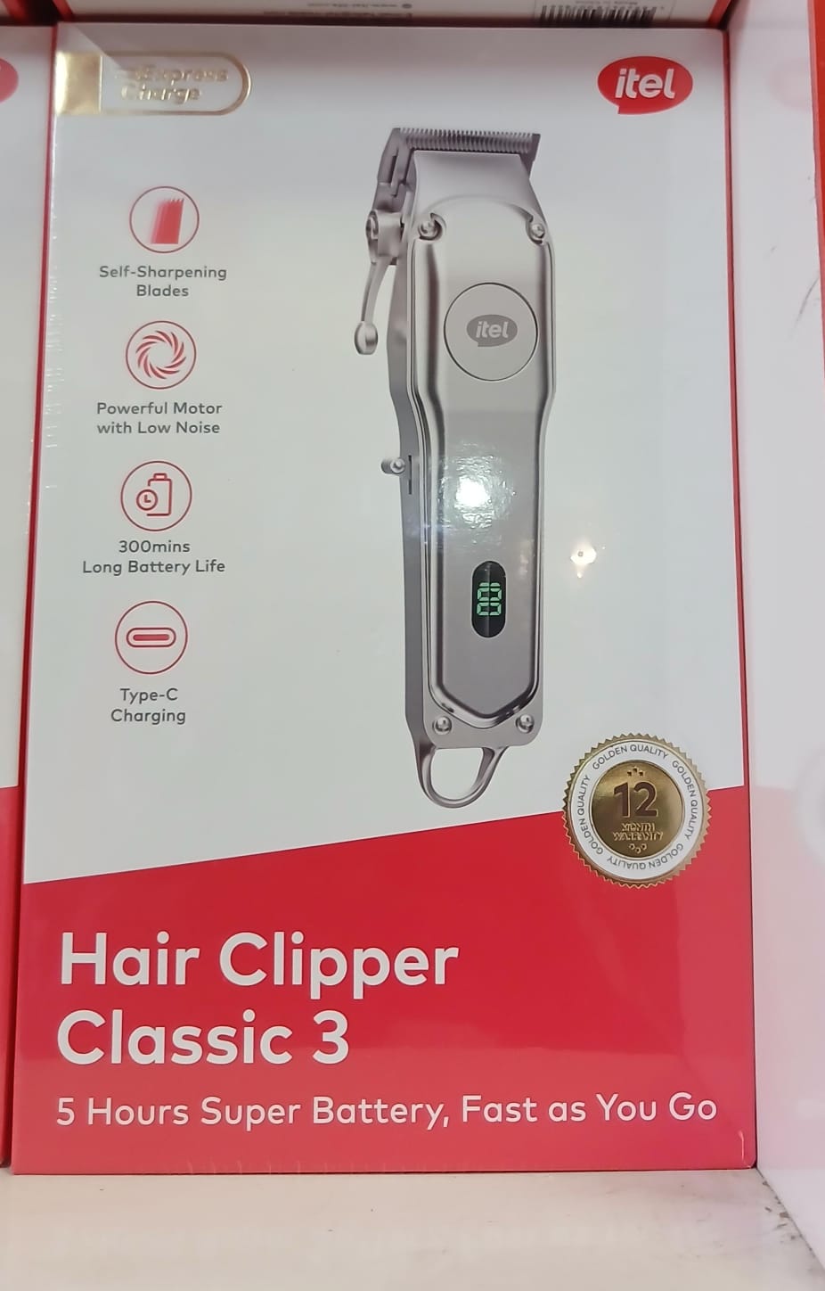 itel Air Clipper Classic 3 IHC35 Professional Hair Clipper Rechargeable Cordless Hair Trimmer 6500RPM Stainless Steel Blade Barber Machine with Guide Combs Fast Charging Long Battery Life Grooming Kit