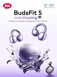 Itel BudsFit 5 Wireless Earbuds IEW-55, 32H Battery, AI Noise Cancellation, IP54 Waterproof, Bluetooth Earphones, Deep Bass, Gaming Low Latency, Open Ear Comfort Design