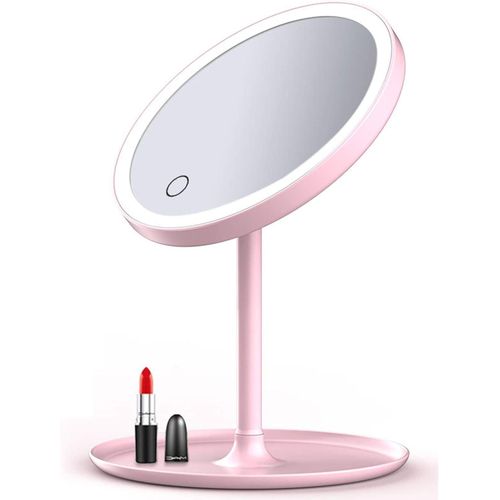 Itel IMM-01 LED Makeup Mirror Rechargeable Smart Touch Cosmetic Mirror With 3 Lighting Modes, USB Type-C Charging, Adjustable Brightness, Portable Wireless Vanity Mirror for Home & Travel