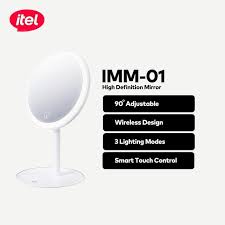 Itel IMM-01 LED Makeup Mirror Rechargeable Smart Touch Cosmetic Mirror With 3 Lighting Modes, USB Type-C Charging, Adjustable Brightness, Portable Wireless Vanity Mirror for Home & Travel