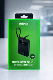 Infinix XPower 10 Pro 10000mAh Power Bank 22.5W Fast Charging Portable Charger with Built-in Type-C Cable LED Display Dual Output Compact Travel Power Bank for Android iPhone Tablets
