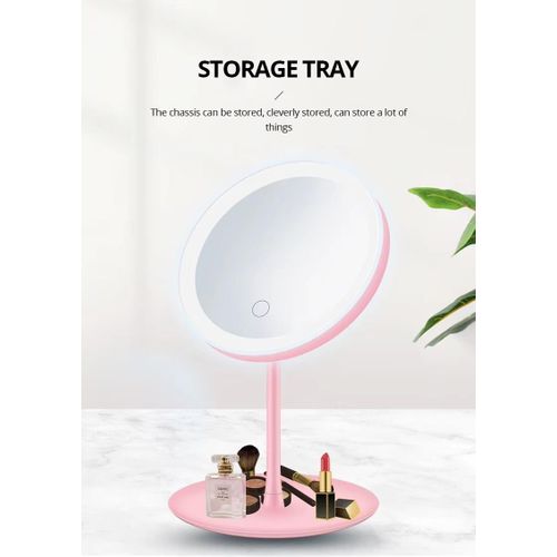 Itel IMM-01 LED Makeup Mirror Rechargeable Smart Touch Cosmetic Mirror With 3 Lighting Modes, USB Type-C Charging, Adjustable Brightness, Portable Wireless Vanity Mirror for Home & Travel