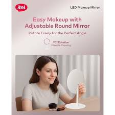 Itel IMM-01 LED Makeup Mirror Rechargeable Smart Touch Cosmetic Mirror With 3 Lighting Modes, USB Type-C Charging, Adjustable Brightness, Portable Wireless Vanity Mirror for Home & Travel