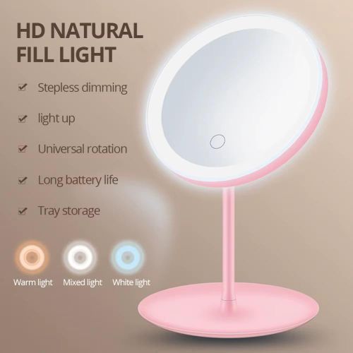 Itel IMM-01 LED Makeup Mirror Rechargeable Smart Touch Cosmetic Mirror With 3 Lighting Modes, USB Type-C Charging, Adjustable Brightness, Portable Wireless Vanity Mirror for Home & Travel