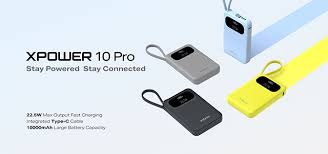 Infinix XPower 10 Pro 10000mAh Power Bank 22.5W Fast Charging Portable Charger with Built-in Type-C Cable LED Display Dual Output Compact Travel Power Bank for Android iPhone Tablets