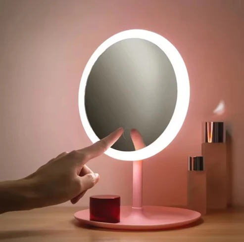 Itel IMM-01 LED Makeup Mirror Rechargeable Smart Touch Cosmetic Mirror With 3 Lighting Modes, USB Type-C Charging, Adjustable Brightness, Portable Wireless Vanity Mirror for Home & Travel