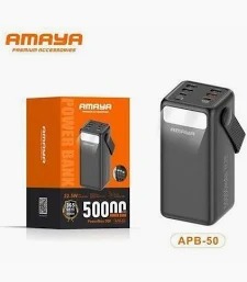 Amaya APB 50 Power Bank portable charger for smartphones and accessories. Compact mobile backup battery with USB charging, travel‑friendly design, and convenient power for everyday use.