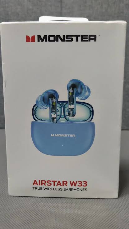 Monster AirStar W33 Wireless Bluetooth Earbuds, Bluetooth 5.4 TWS Earphones, Deep Bass Stereo Sound, HD Calling, Low Latency Gaming Mode, Type-C Fast Charging, Long Battery Life