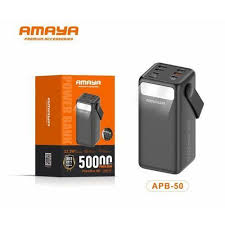 Amaya APB 50 Power Bank portable charger for smartphones and accessories. Compact mobile backup battery with USB charging, travel‑friendly design, and convenient power for everyday use.