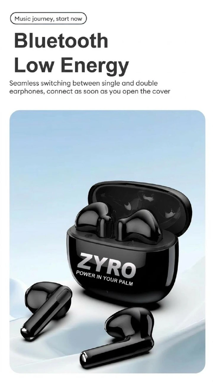 Zyro Neo TWS Wireless Bluetooth Earbuds with Instant Connect, Hi-Res Audio, Hi-Fi Stereo Sound, Clear Calls, 30+ Hours Battery Life, Ergonomic Design, Portable Charging Case - Black