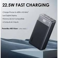 Oraimo PowerBox 400 Vision OPB-7400Q 40000mAh Power Bank, 22.5W Fast Charging, LED Digital Display and Multiple Output Ports