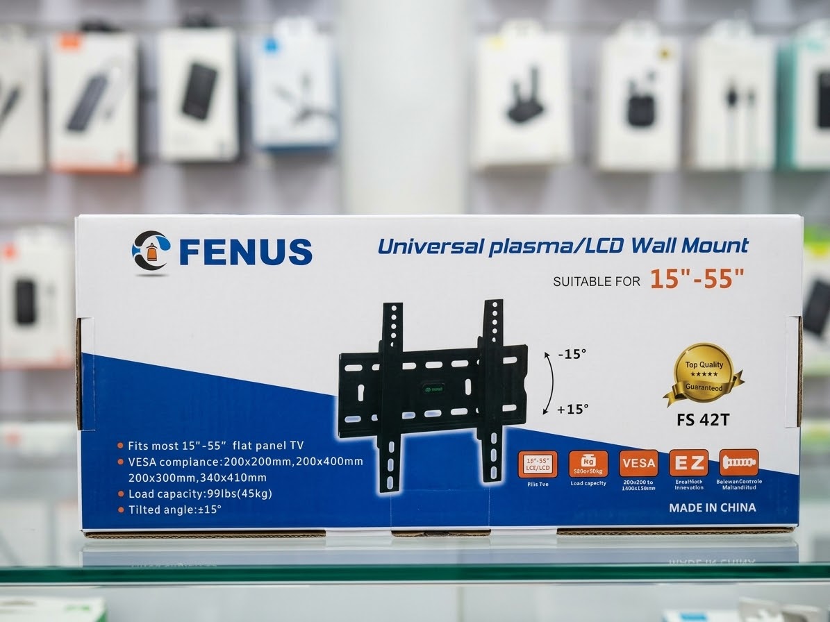 FENUS FS42T Universal TV Wall Mount Bracket 15–55 Inch, Tilting ±15°, Heavy Duty 45KG