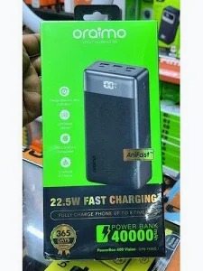 Oraimo PowerBox 400 Vision OPB-7400Q 40000mAh Power Bank, 22.5W Fast Charging, LED Digital Display and Multiple Output Ports