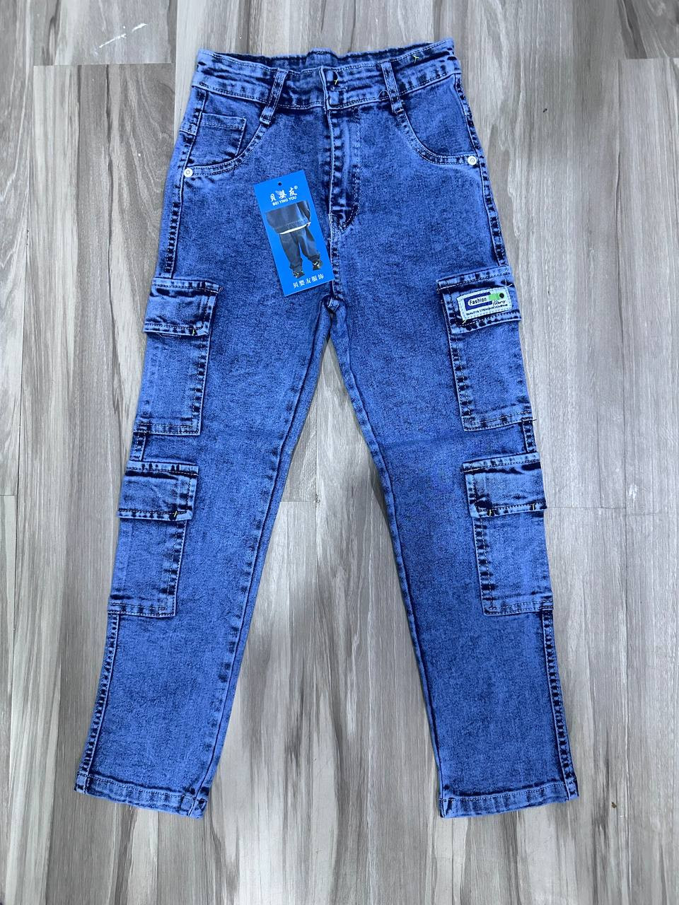👖💙 Girls Original Mummy Cargo Jeans – Ages 7–14 Years ✨ Trendy High Waist Denim Pants 🔥 Comfortable Kids Streetwear