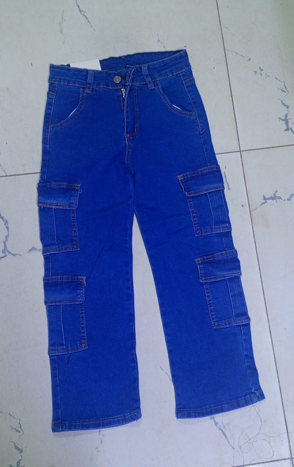 👖💙 Girls Original Mummy Cargo Jeans – Ages 7–14 Years ✨ Trendy High Waist Denim Pants 🔥 Comfortable Kids Streetwear