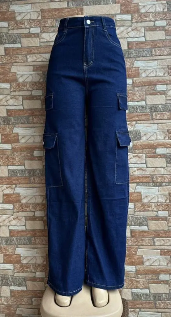 👖💙 Girls Original Mummy Cargo Jeans – Ages 7–14 Years ✨ Trendy High Waist Denim Pants 🔥 Comfortable Kids Streetwear