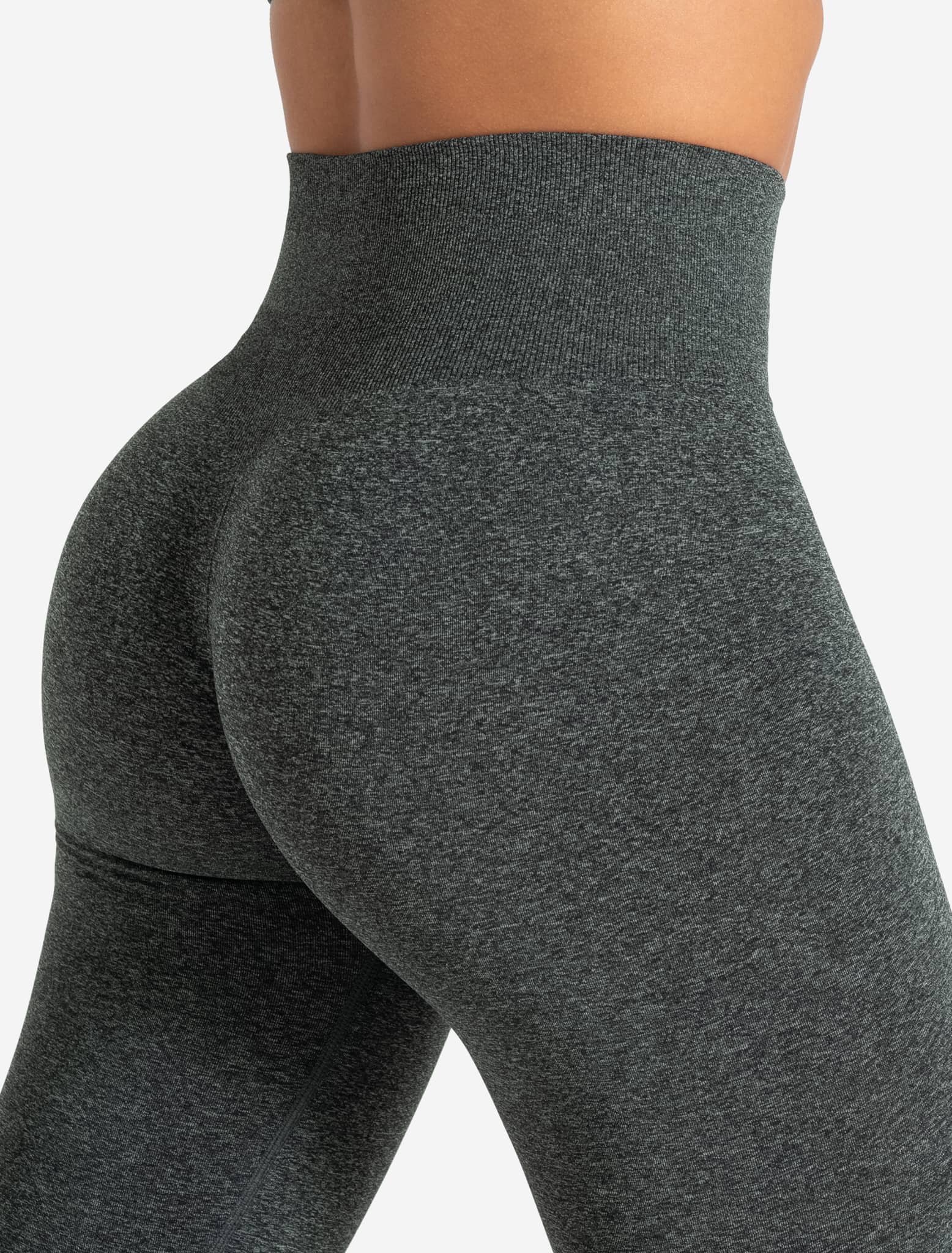 ⚡ FITNESS FAVOURITE! Women's Dark Grey High-Waisted Seamless Workout Leggings – Supportive Waistband Contoured Ribbed Stretch Tights