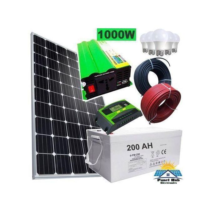 Sunlight Solar 500 Watts Solar Panel Full Kit + 200AH Battery + 600W Inverter + 20AH Controller + Free 32 DC Solar TV......