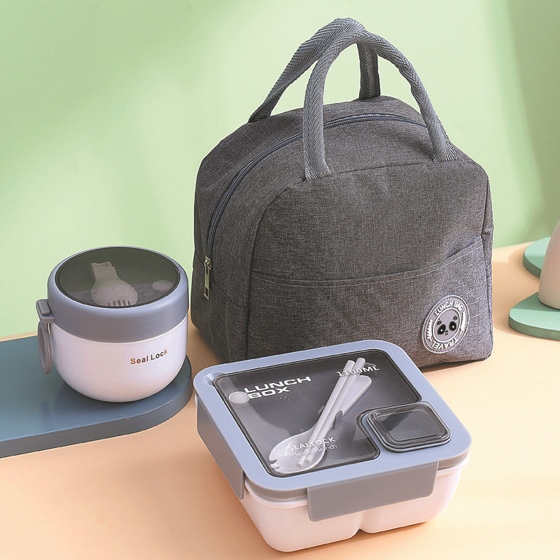 The new lunch box set includes portable leak-proof storage boxes, soup cups with lids, insulated bags for keeping hot food warm, and reusable heat-insulated food containers. It is suitable for office