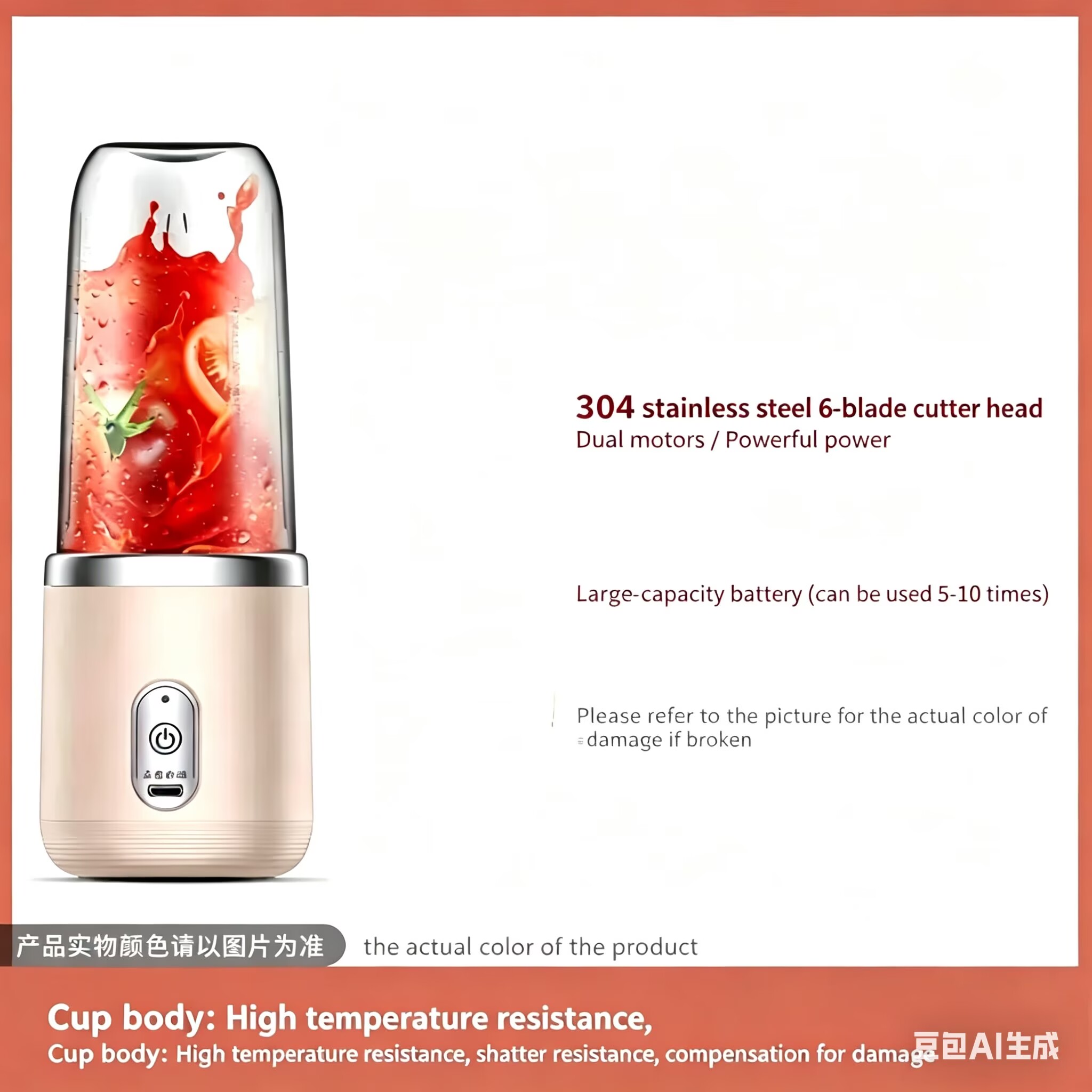 Rechargeable juicer Dual Cup Portable Juice Extractor Mini Blender USB Juice Separator Small Appliance for Home