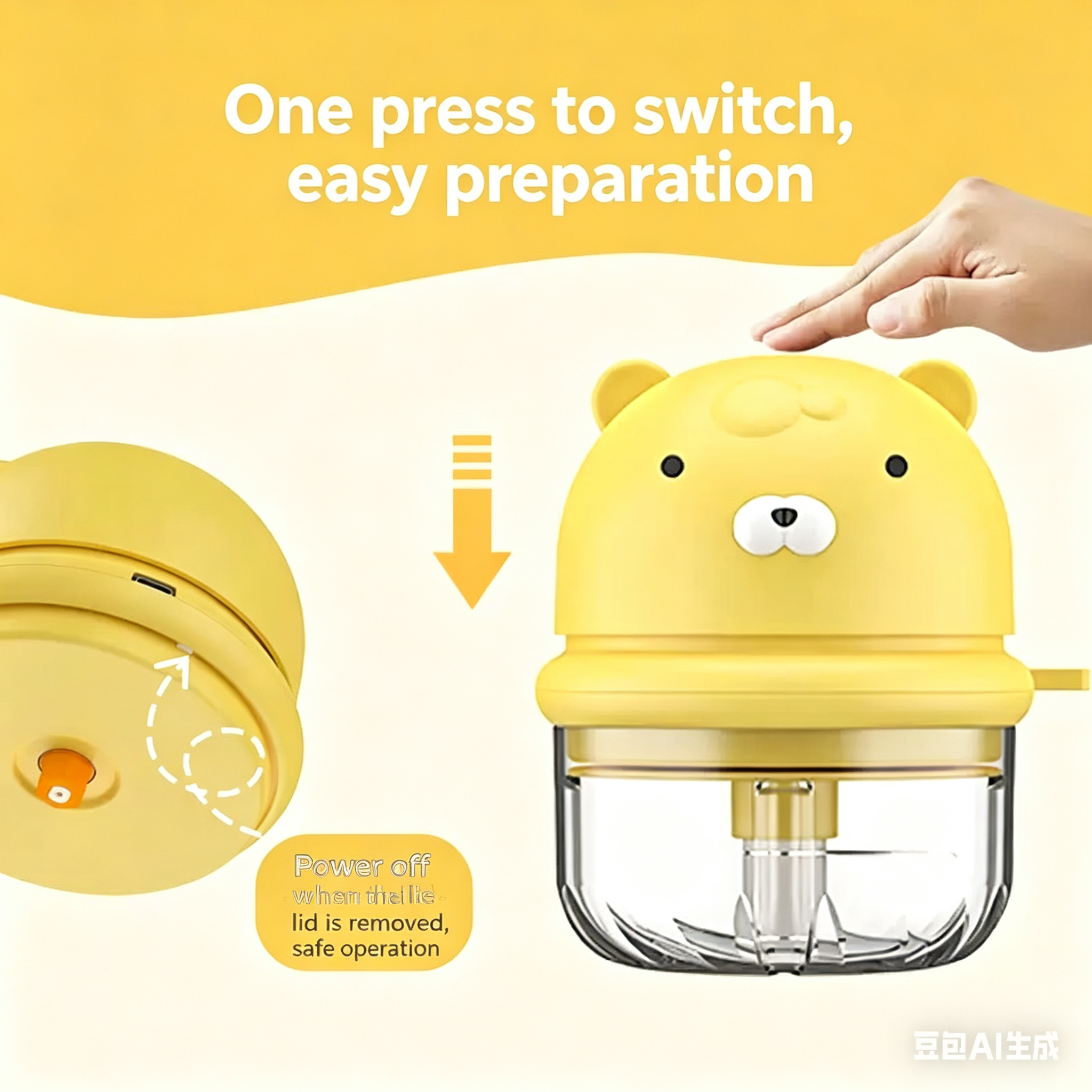 Cute electric garlic press, mini wireless garlic masher, baby food processor, garlic paste maker, blender, chopper 350ml