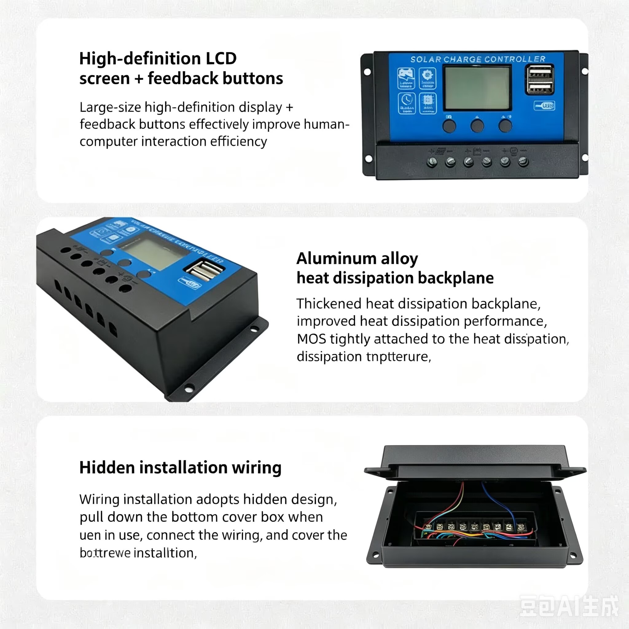 12V/24V 20A/30A Solar Ladegerat Controller Solar Panel Batterie Intelligente Regler mit USB Display