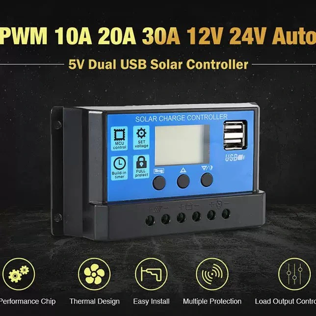 12V/24V 20A/30A Solar Ladegerat Controller Solar Panel Batterie Intelligente Regler mit USB Display
