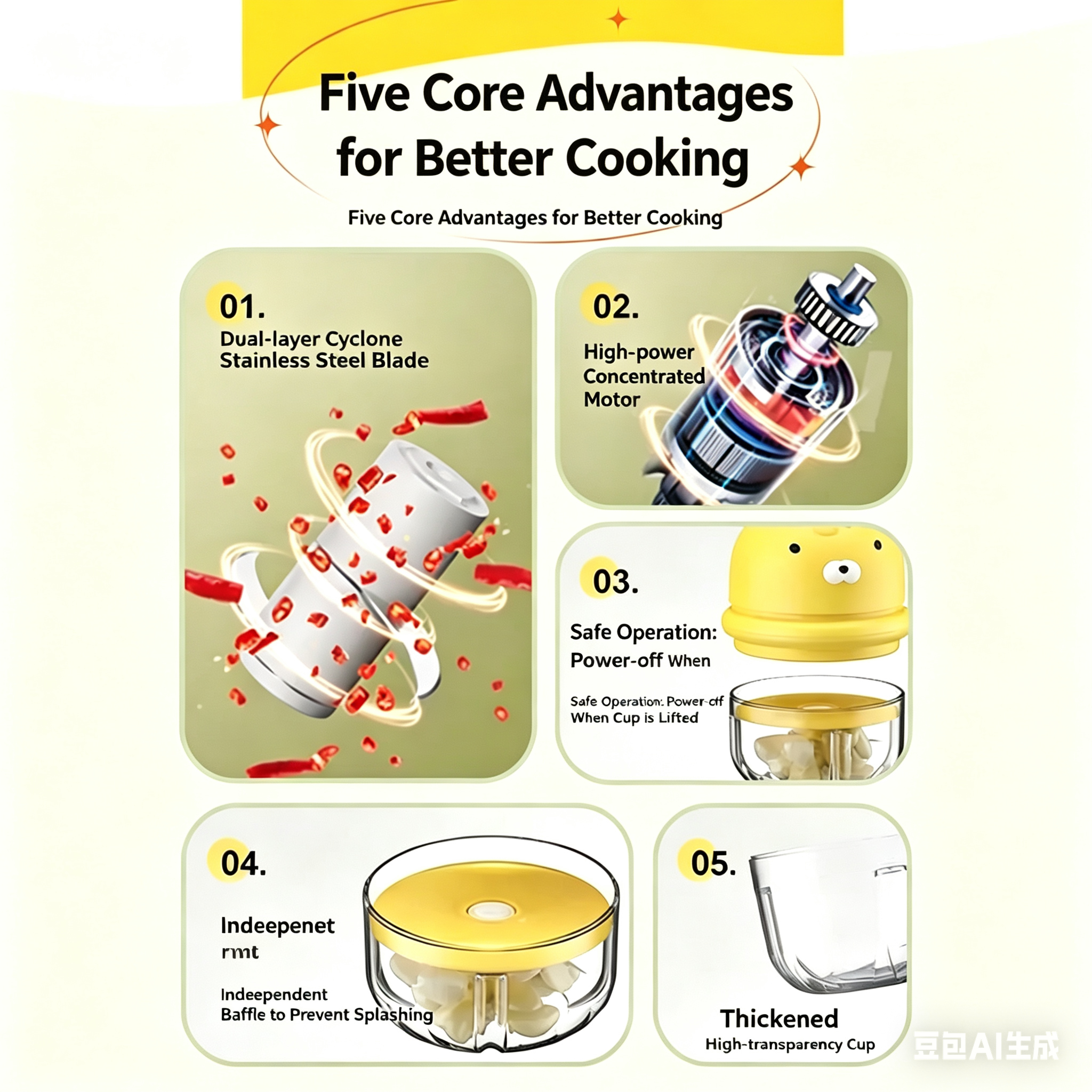 Cute electric garlic press, mini wireless garlic masher, baby food processor, garlic paste maker, blender, chopper 350ml