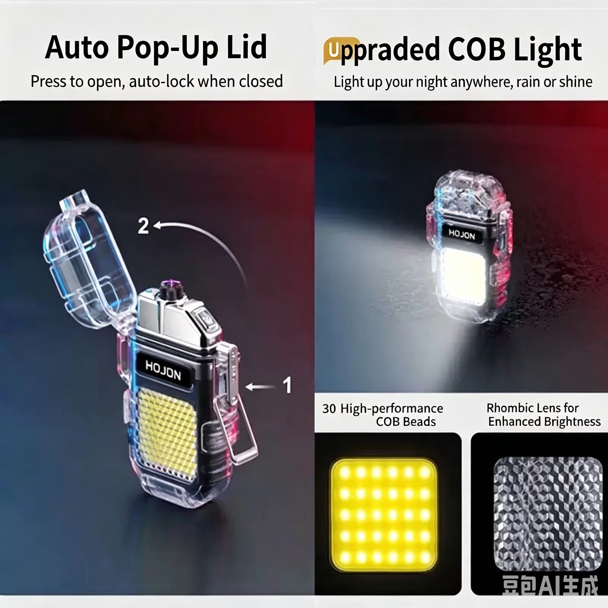 Multifunctional USB Rechargeable Lighters Portable Lighting Lighter Super Bright Flashlights Outdoor Camping Lighting Waterproof Lighter Emergency Work Lights Super Long Battery Life