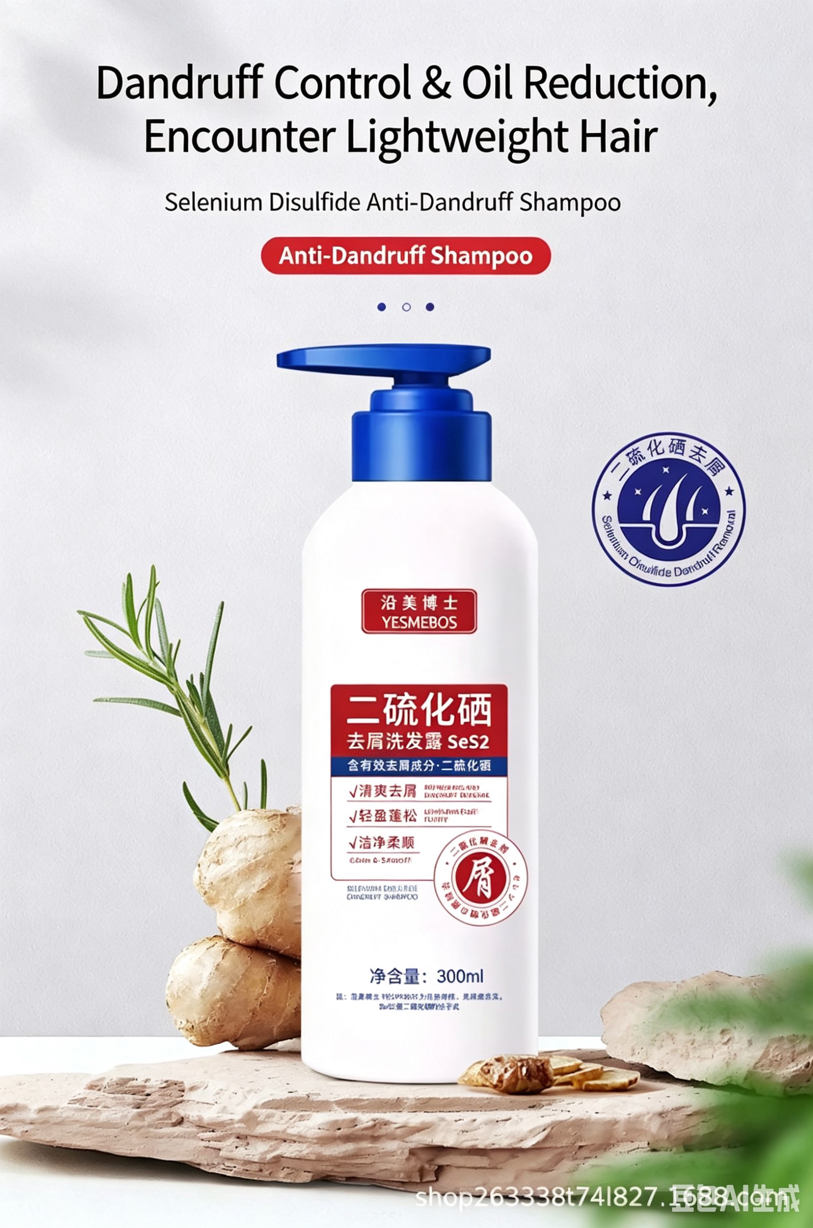 Selenium disulfide anti-dandruff shampoo controls oil, makes hair smooth and reduces itching, is refreshing and， controls oil, makes hair smooth and improves frizziness, and provides deep cleansing.