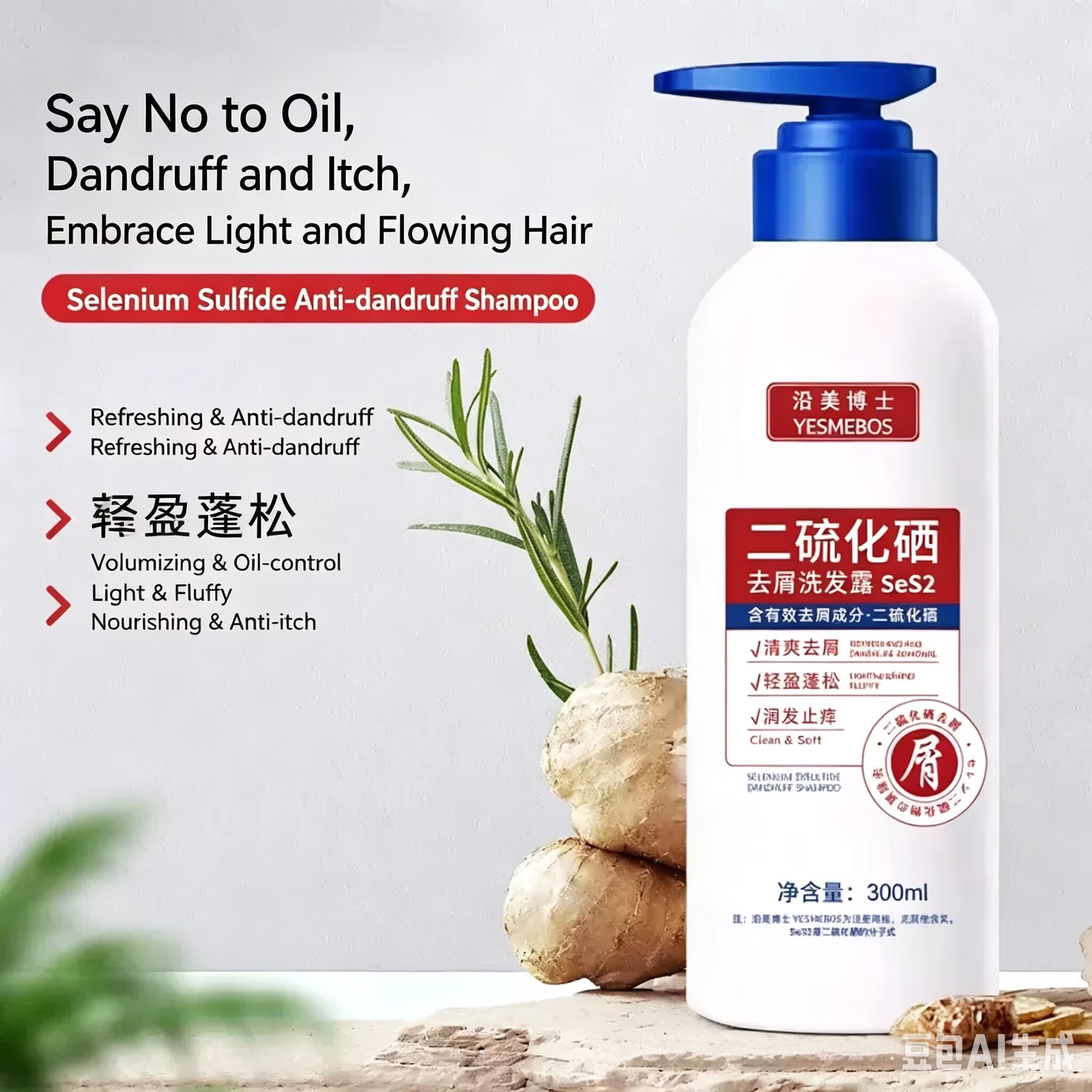 Selenium disulfide anti-dandruff shampoo controls oil, makes hair smooth and reduces itching, is refreshing and， controls oil, makes hair smooth and improves frizziness, and provides deep cleansing.