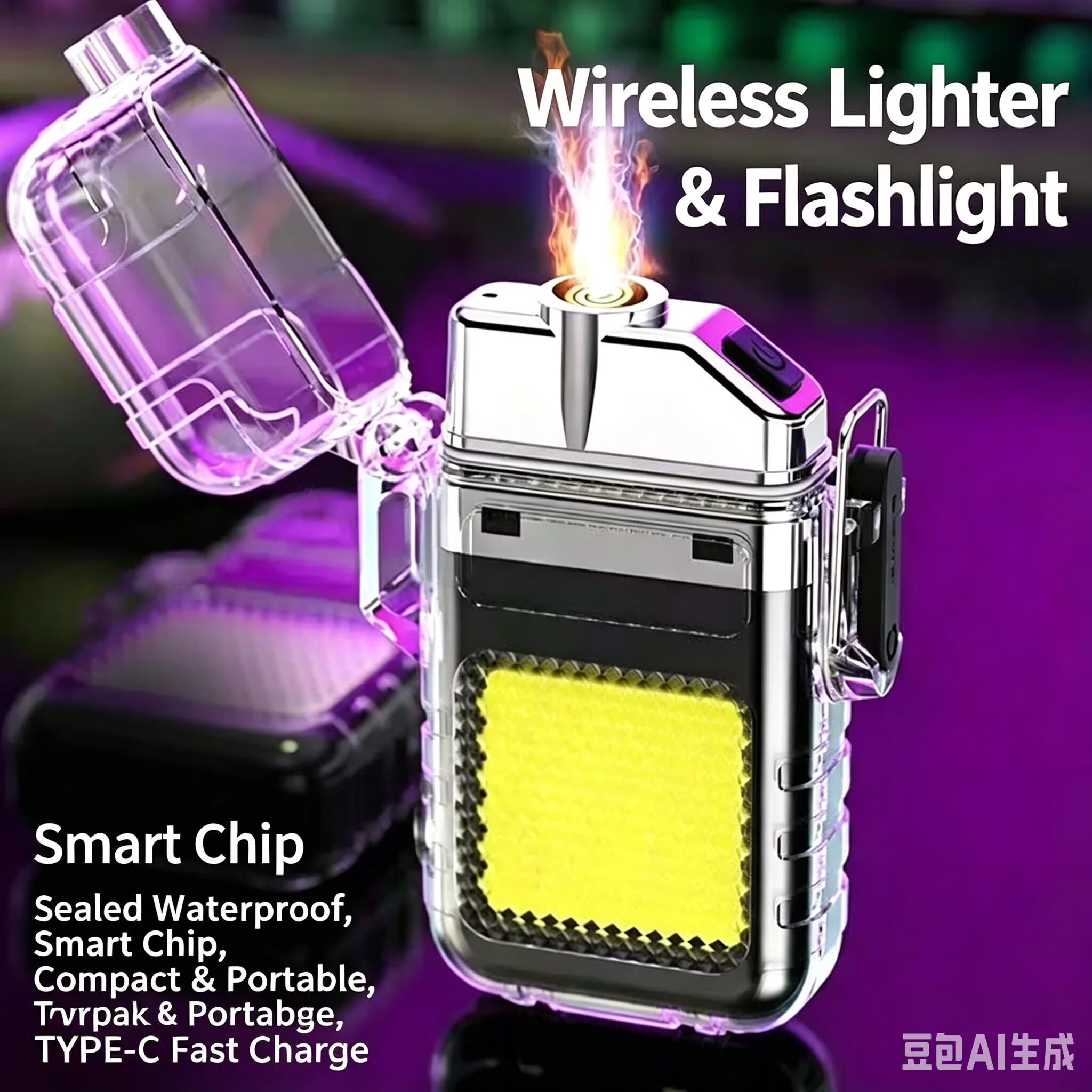 Multifunctional USB Rechargeable Lighters Portable Lighting Lighter Super Bright Flashlights Outdoor Camping Lighting Waterproof Lighter Emergency Work Lights Super Long Battery Life