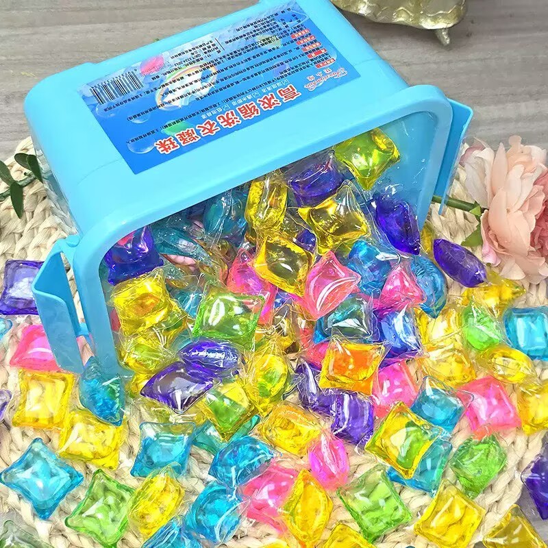 TikTok popular item - 90-100-pack box of laundry powder beads with long-lasting fragrance, softening and stain-removing function, three-in-one beads