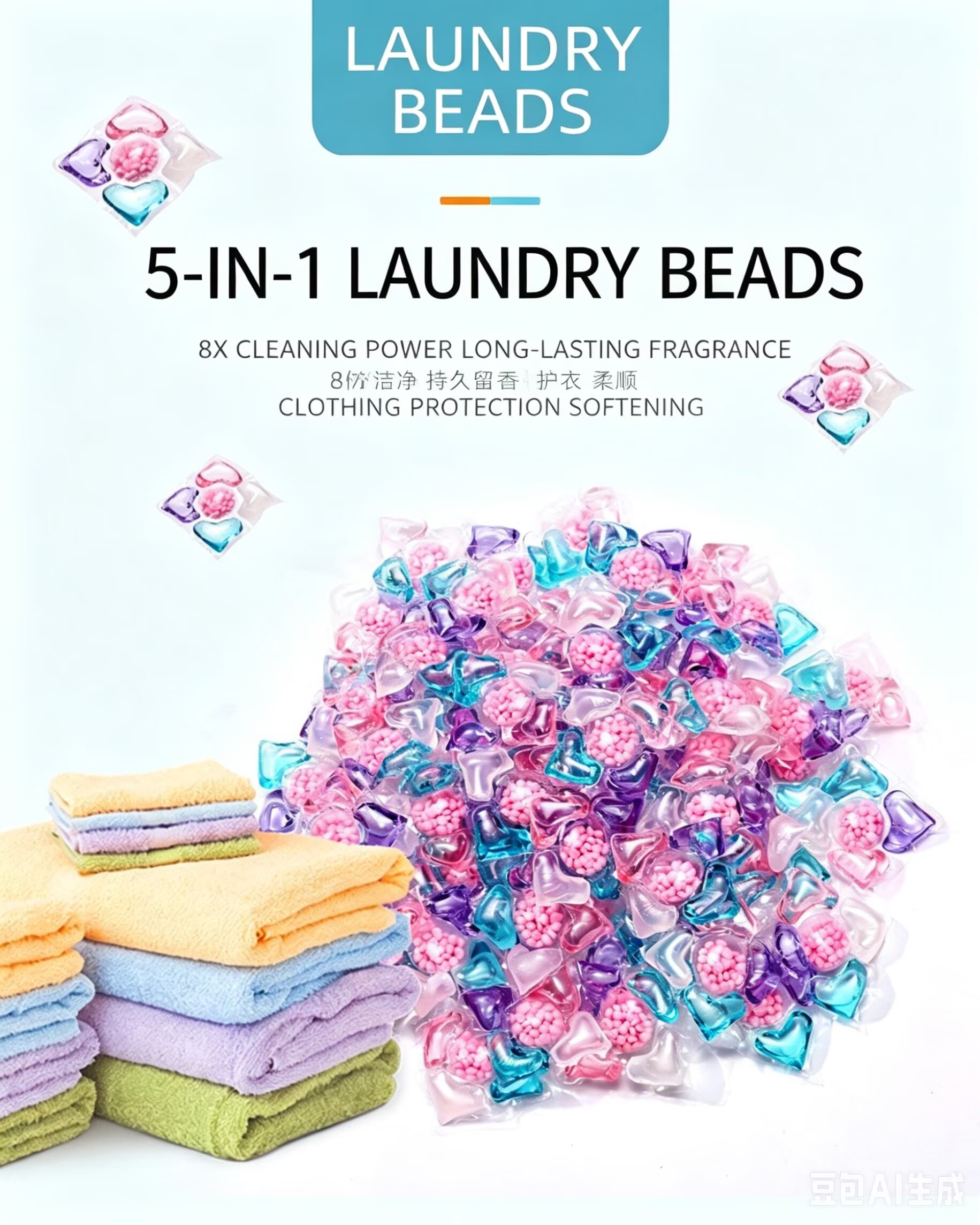 TikTok popular item - One pack of 45-50 multi-functional laundry beads for deep cleaning and stain removal. This laundry bead set is suitable for thewholefamilyand provides long-lasting fragrance. Con
