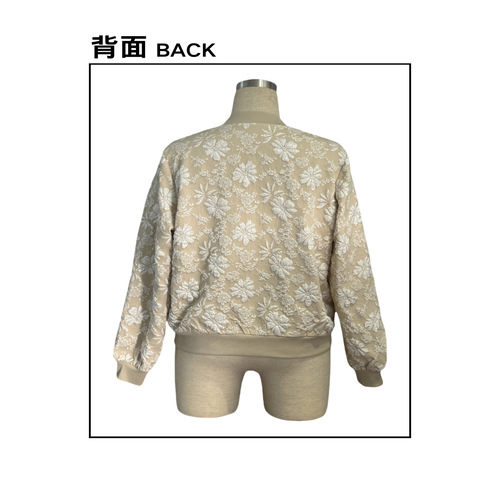 Women's Floral Jacquard Jacket Holiday Casual Fashion Long Sleeve Crewneck Spring Fall Bomber Jackets Lightweight
