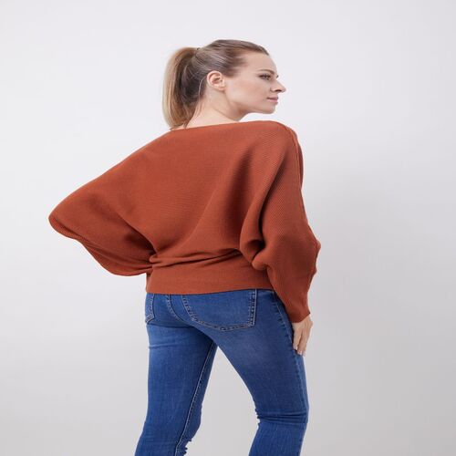 Boat Neck Batwing Sleeves Dolman Knitted Sweaters and Pullovers Tops for Women