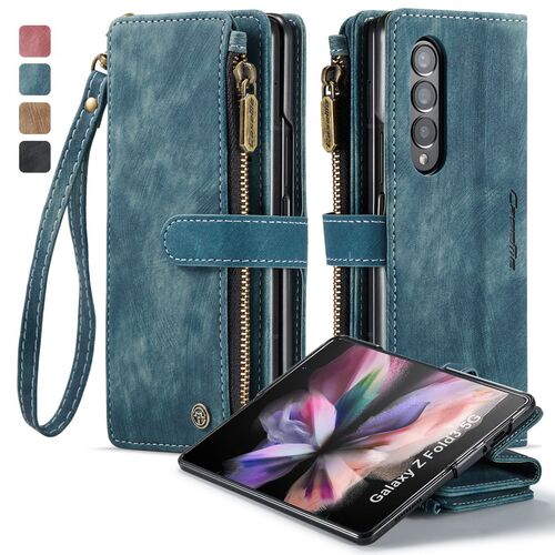 Functional  PU Leather Phone Case with Zipper Strap Card Holder for Samsung A14/Z Fold 7/6/5/S24 Ultra/S24 Plus/S24 etc
