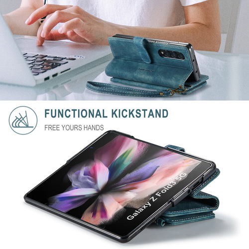 Functional  PU Leather Phone Case with Zipper Strap Card Holder for Samsung A14/Z Fold 7/6/5/S24 Ultra/S24 Plus/S24 etc