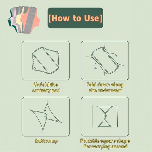 Reusable Washable Sanitary Pads, Organic Cotton Liners, Soft and Breathable, Leak-Proof Lining