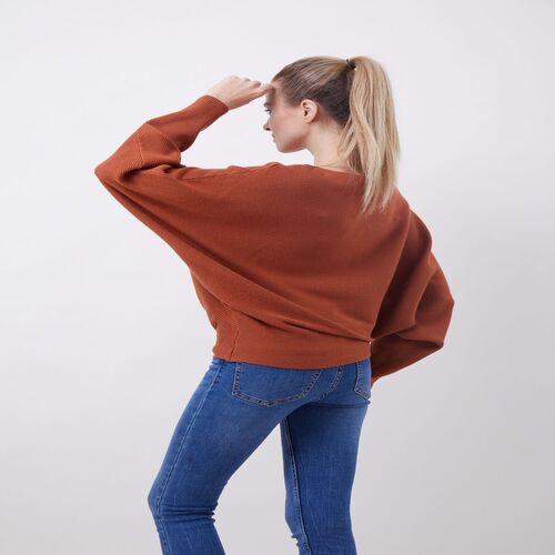 Boat Neck Batwing Sleeves Dolman Knitted Sweaters and Pullovers Tops for Women