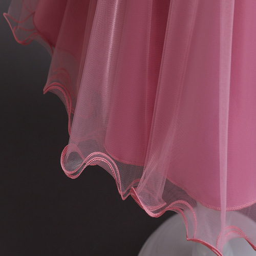 Girl Pageant Embroidery Tulle Dress for Kids Wedding Bridesmaid Birthday Party Formal Princess Gown
