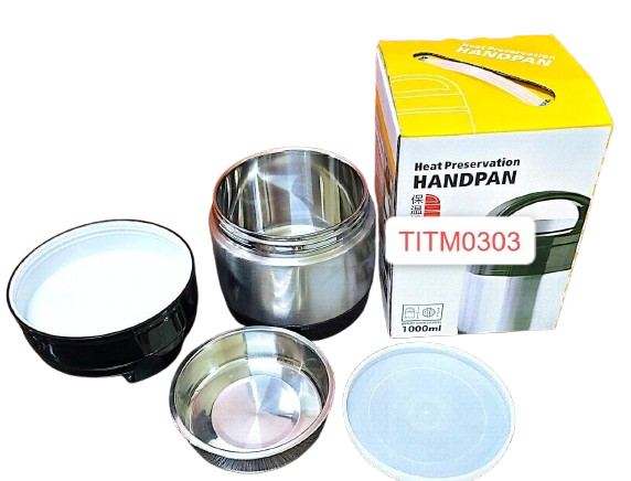 1000ml 2-in-1 Stainless Steel Handpan Food Flask – Double Layer Insulated Lunch Box, Leakproof Thermal Container, Keeps Food Hot & Cold for Hours, Portable Meal Carrier for Office, School & Travel
