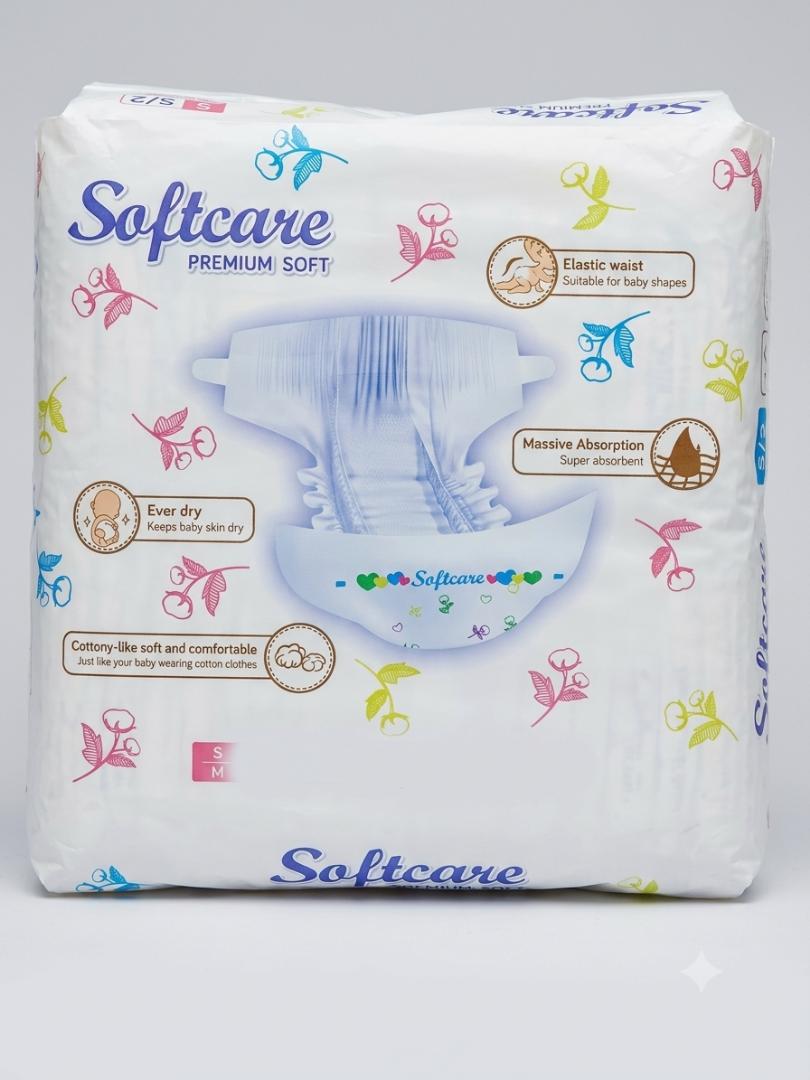 Softcare New Upgrade Baby Diapers – Ultra Soft, Super Absorbent Leak Protection (Select Size)