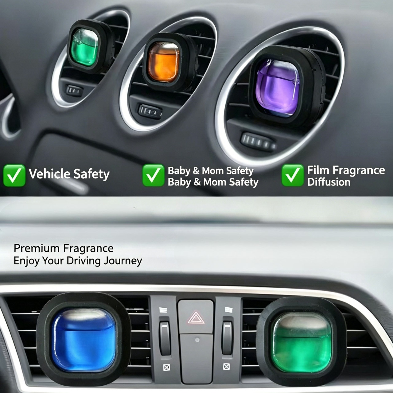 Car Air Freshener Vent Clip Bottle Ornament Air Vent Perfume Essential Oil Diffuser Long Lasting Natural Fragrance Aromatherapy, Multiple Scent Options for Car Odor Removal